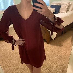 Maroon shift dress